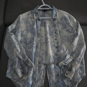 Womens Tie-Dye Button-Up Shirt - Blue